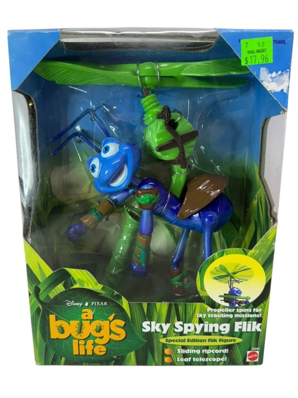 NEW IN BOX Vintage 1998 A Bug's Life Sky Spying Flik Action Figure NOS Mattel
